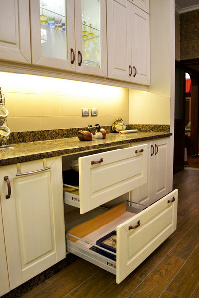 Pitch pine kitchen cabinets and drawers