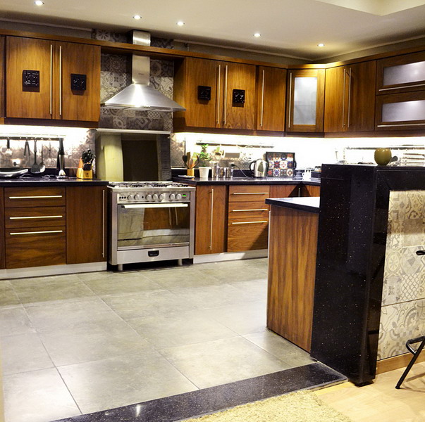 Walnut wood kitchen cabinets egypt
