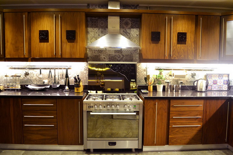 Walnut wood kitchen cabinets egypt