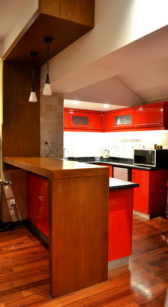 Modern red and brown MDF kitchen