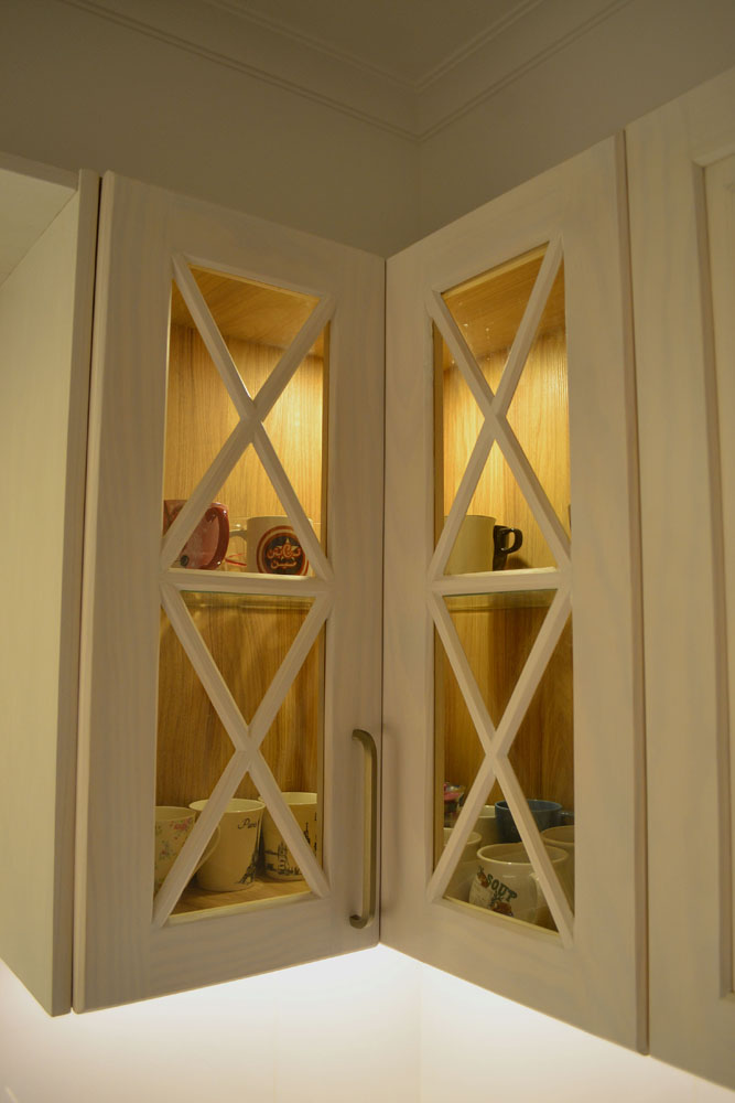 Natural wood kitchen cabinet