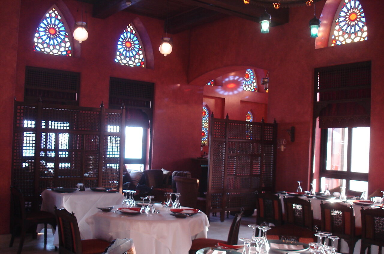 Casbah restaurant islamic style wooden partitions and stained glass
