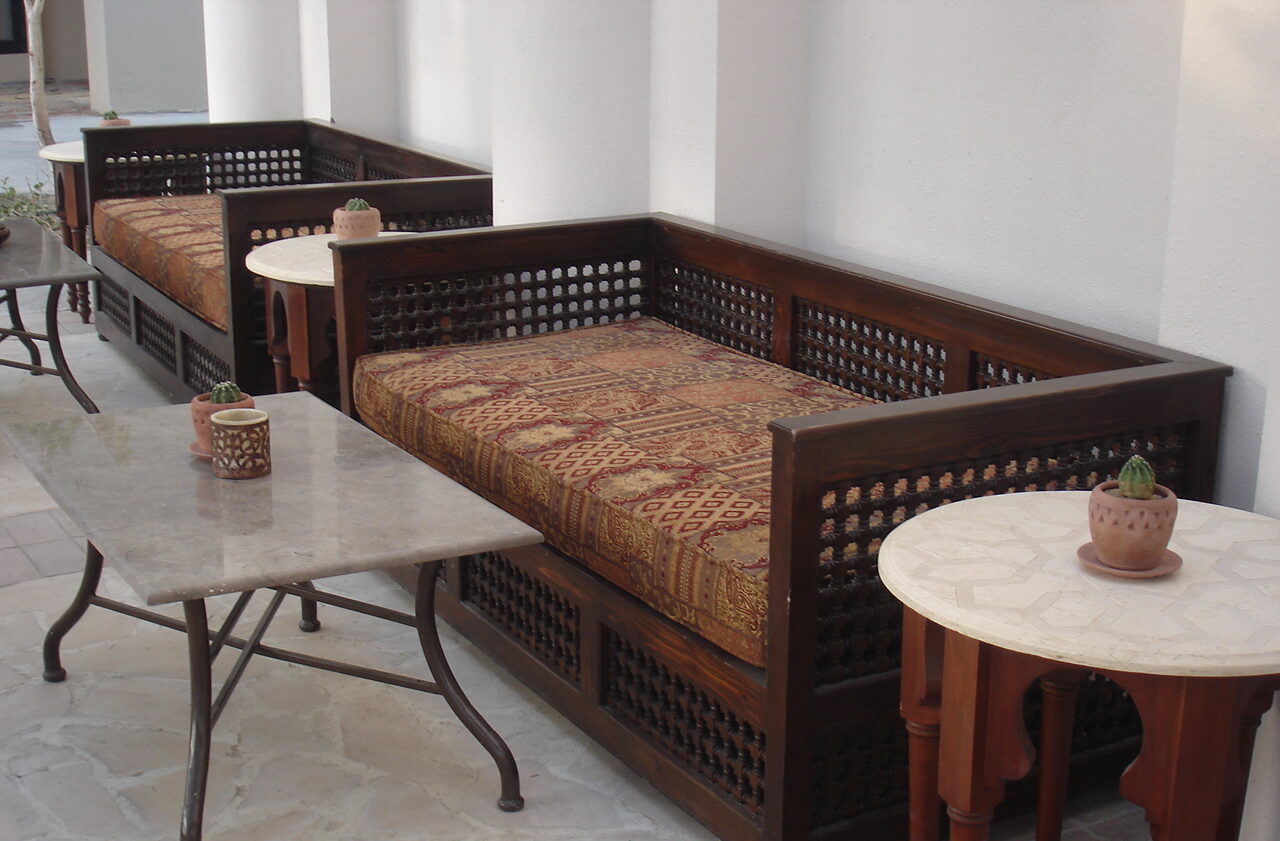 Casbah restaurant wooden islamic style sofas