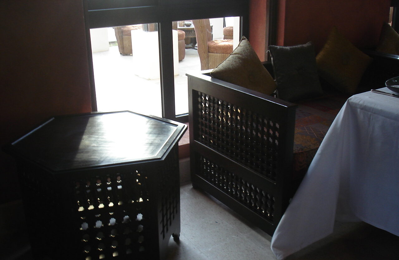 Casbah restaurant port Ghalib islamic style wooden chairs tables and sofas