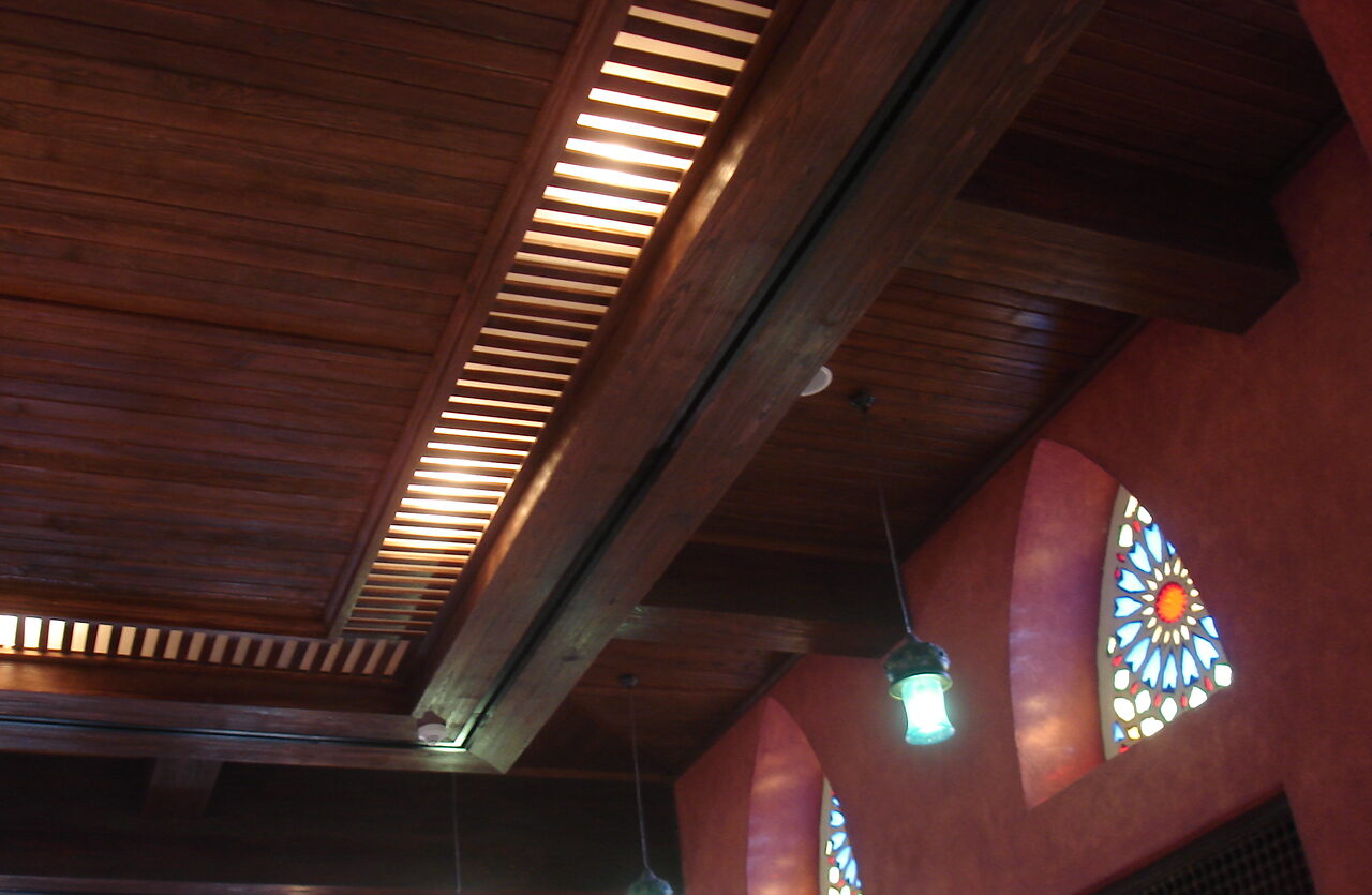 Casbah restaurant port Ghalib hotel wooden cladding stained glass