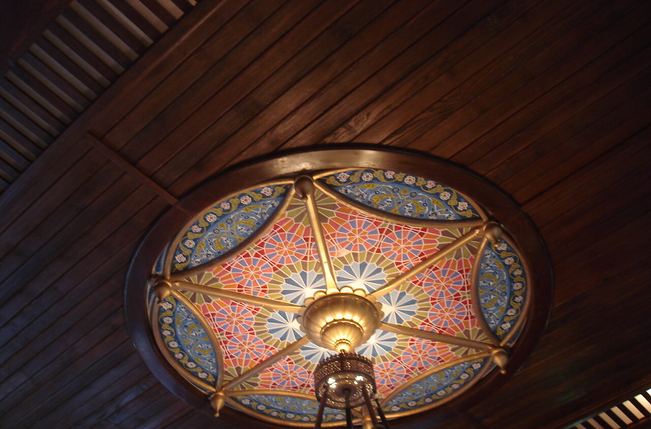 Ceiling wooden cladding Casbah restaurant port Ghalib hotel furniture