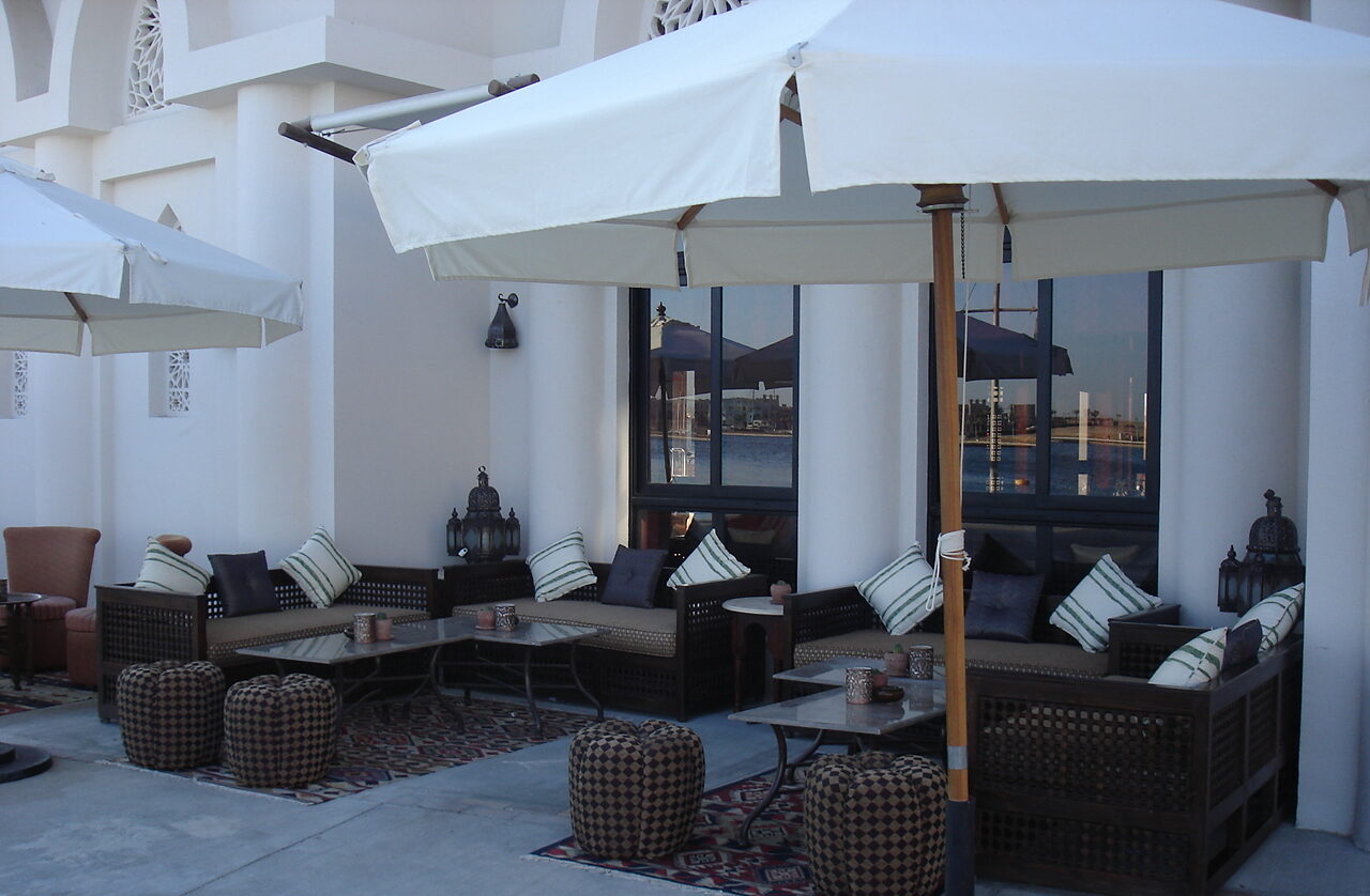 Casbah restaurant wooden lounge sofa and chairs