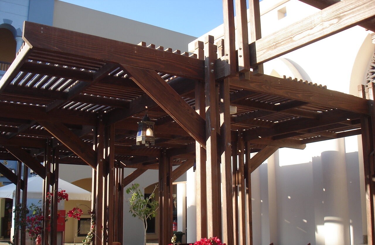 Casbah restaurant wooden pergola