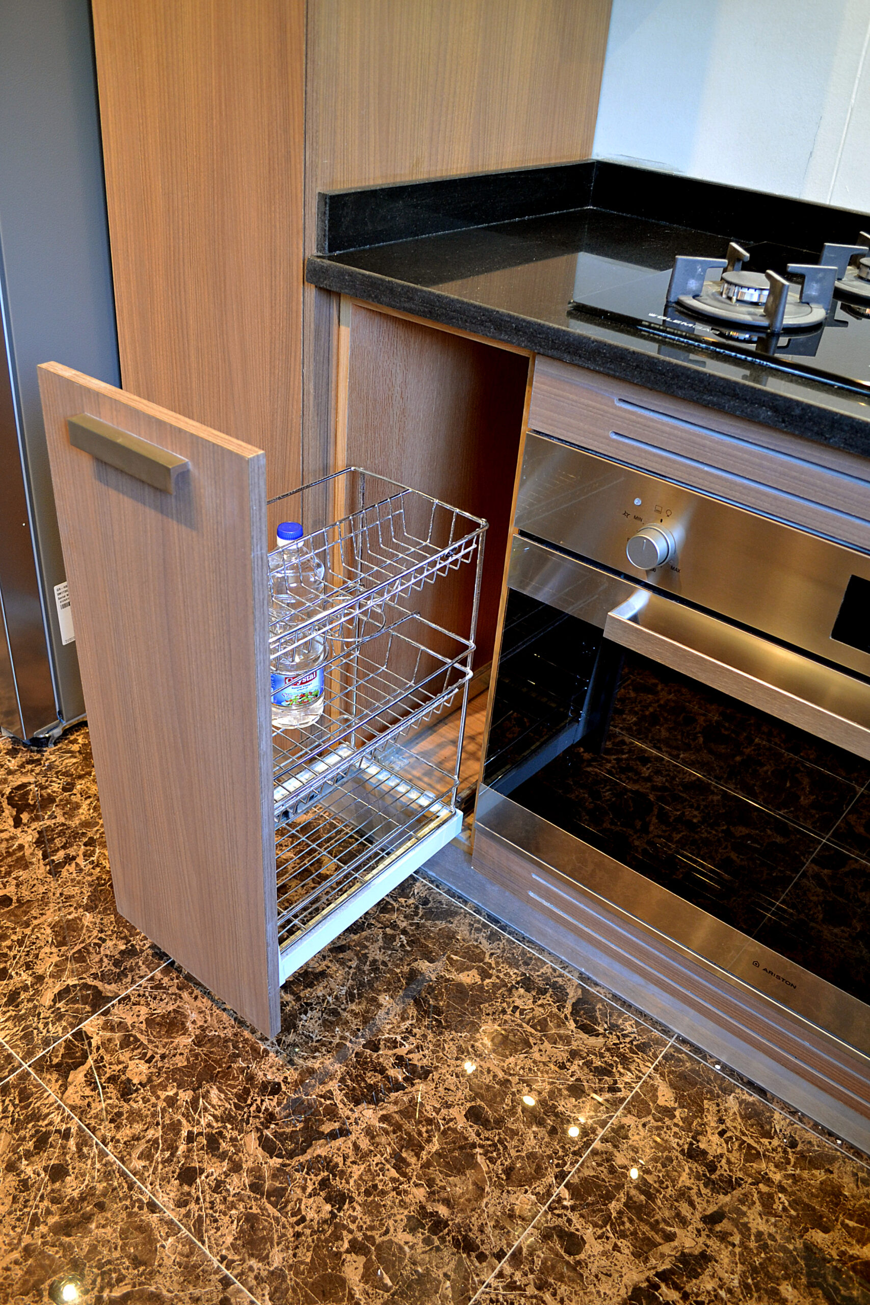 HPL modern kitchen pull out cabinets