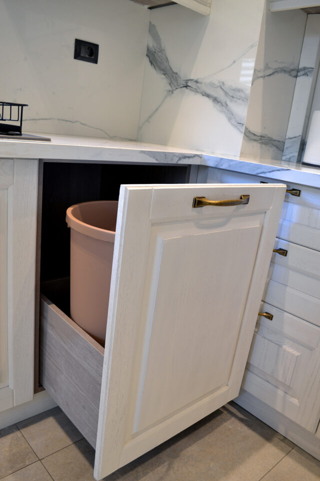 trash bin oak kitchen cabinet